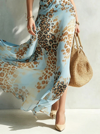 Desirée | Glamouröses Maxikleid mit Animal-Print