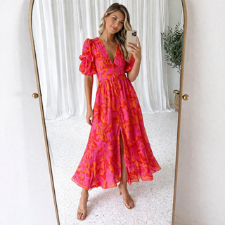 Haus Albrecht – Luisa Maxikleid mit Puffärmeln