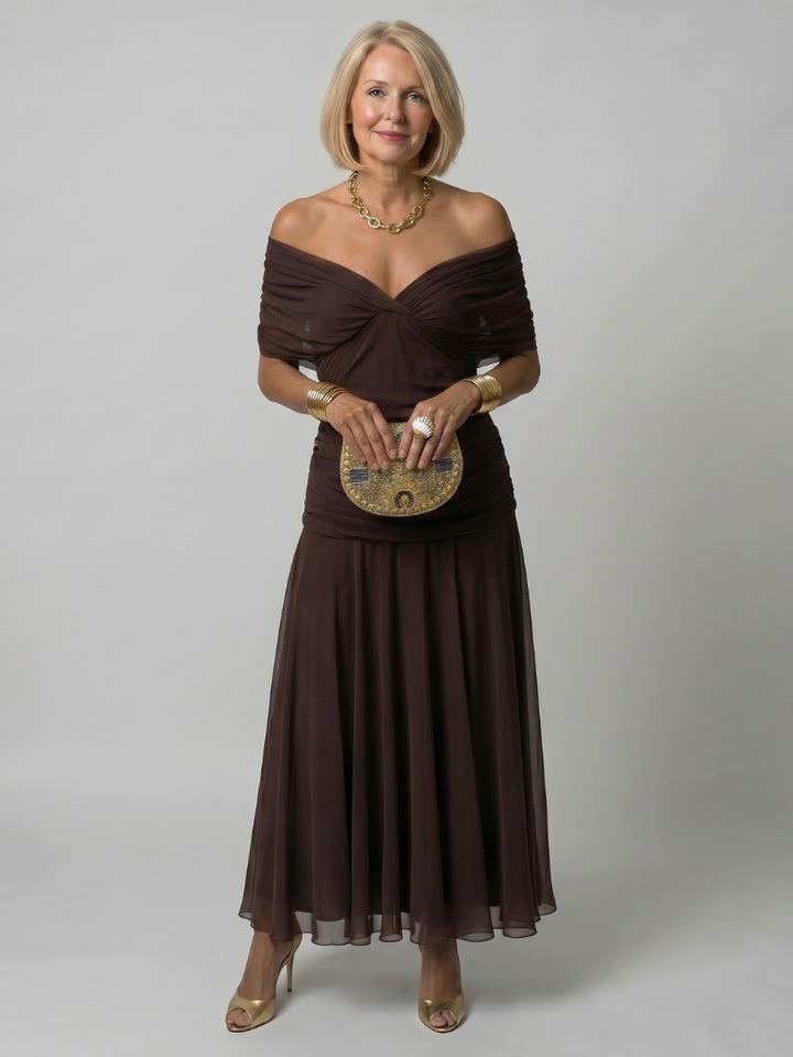 Calen | Elegantes Off-Shoulder-Midikleid