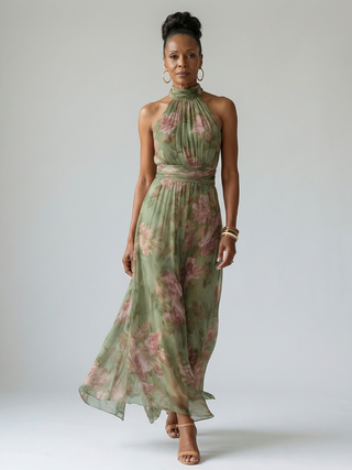 Naomi | Fließendes Neckholder-Maxikleid