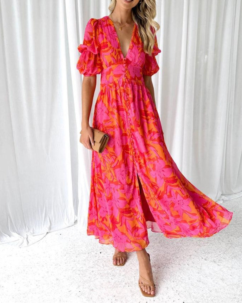 Haus Albrecht – Luisa Maxikleid mit Puffärmeln