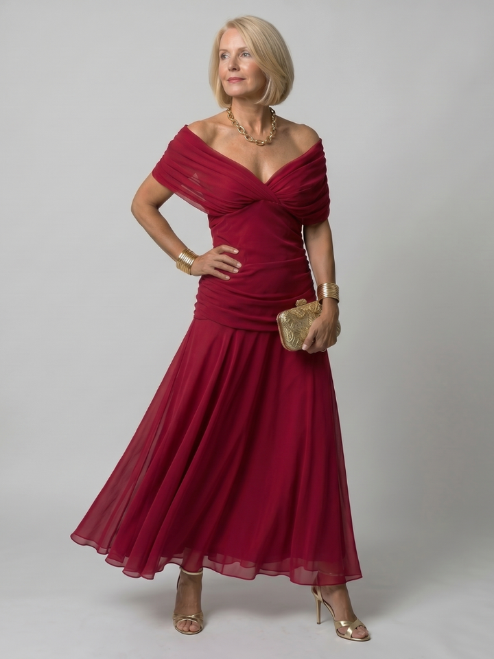 Calen | Elegantes Off-Shoulder-Midikleid