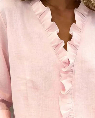 Indie | Bluse mit Rüschen und V-Ausschnitt