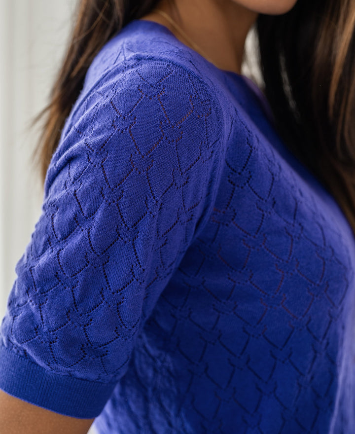 Herzchen-Muster Pullover LE BATTANT in Blau-Iris