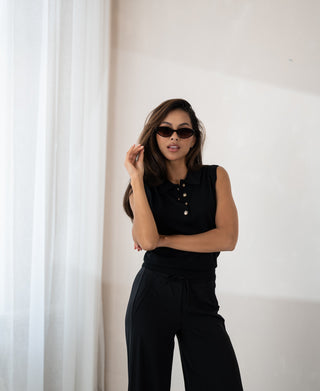 Ärmelloser Polopullover LE CLUB in Schwarz