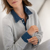 LA COLLEGE Hellgraue Pullover-Bluse