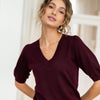Bordeaux V-Neck Sweater by LA DIAZ