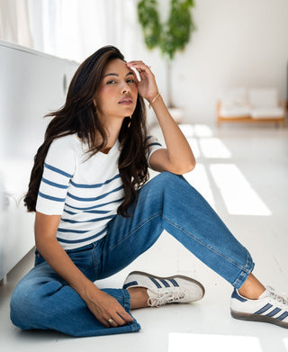 ESISA Breton Pullover in Ivory und Denimblau