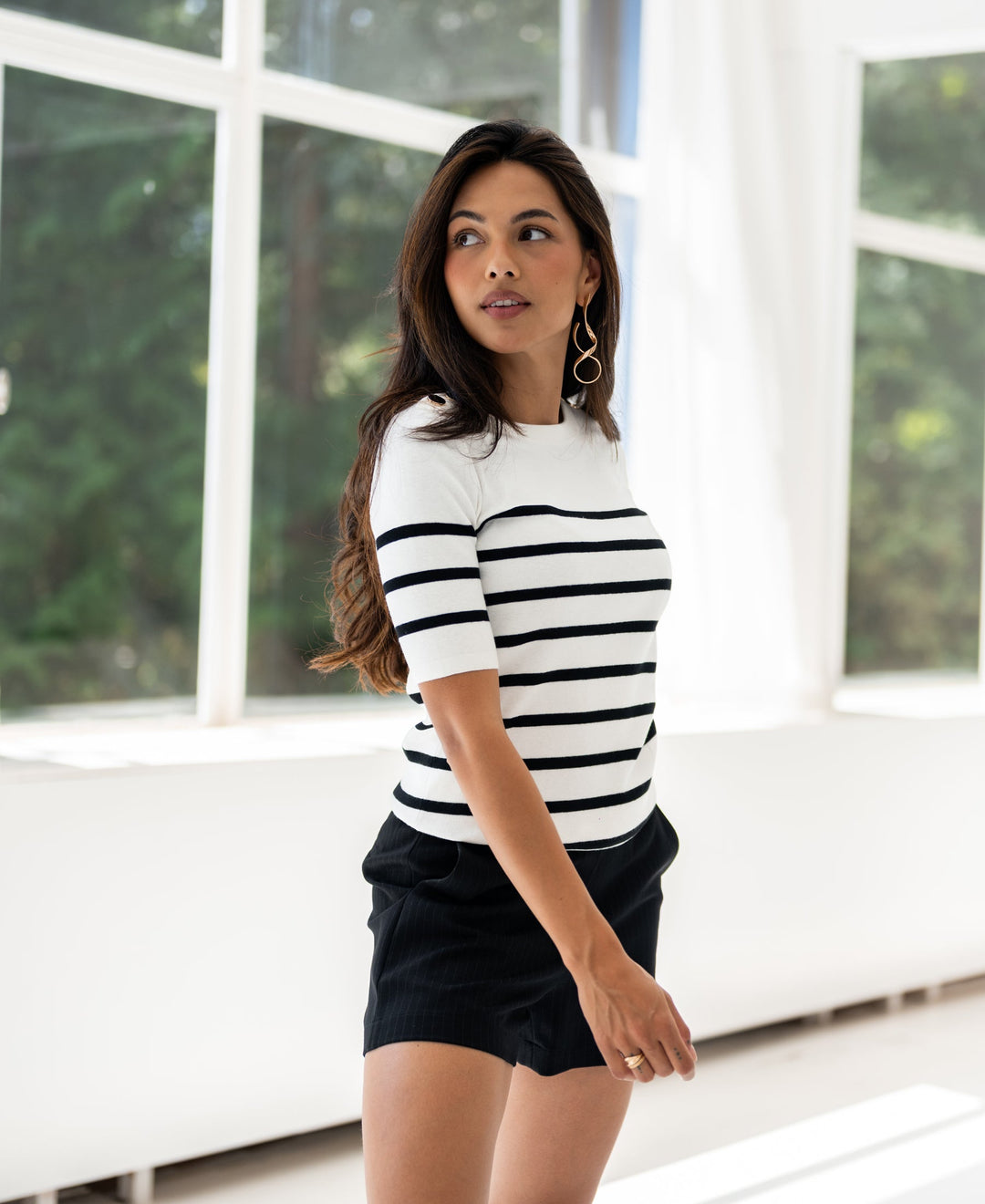 ESISA Ivory & Black Breton Sweater