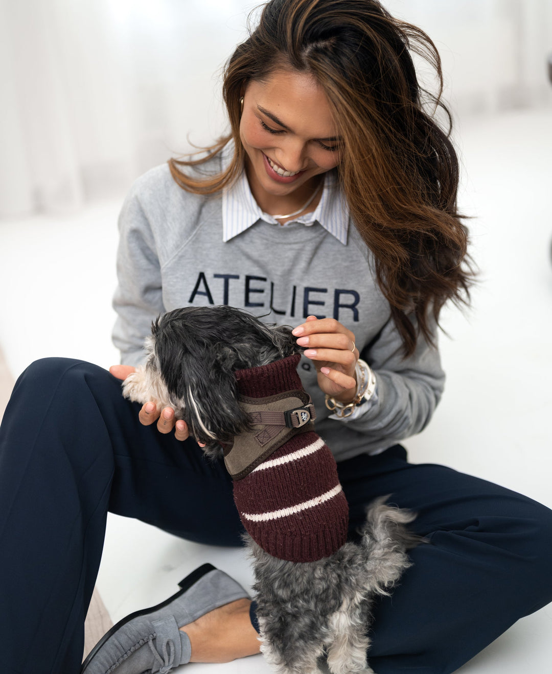 LA HARPER Light Gray Sweater ATELIER