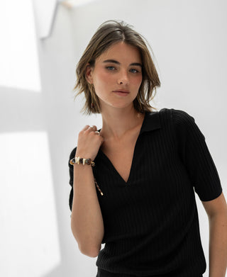 Schwarzes Tencel-Seiden-Polo LE JASMIN