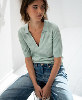 Tencel Silk Polo LE JASMIN in Misty Green