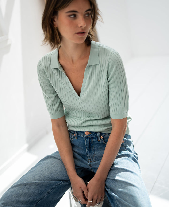 Tencel Silk Polo LE JASMIN in Misty Green