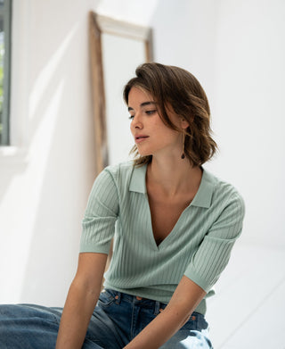 Tencel Silk Polo LE JASMIN in Misty Green