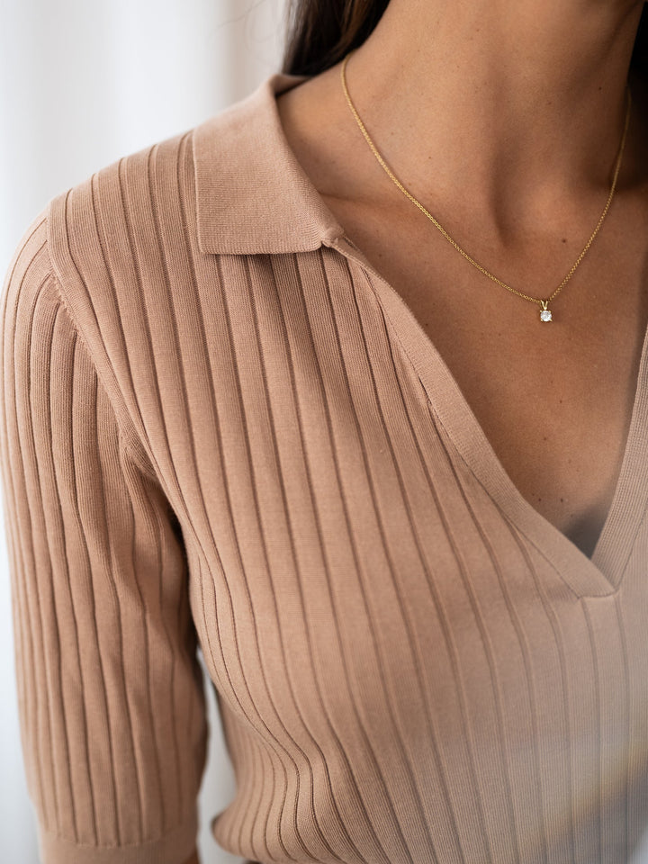 Haus Albrecht – Josephine Tencel-Seiden-Poloshirt Sand