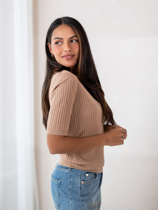 Haus Albrecht – Josephine Tencel-Seiden-Poloshirt Sand