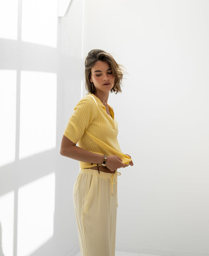 Tencel Silk Polo Shirt LE JASMIN in Yellow