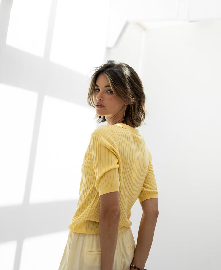 Tencel Silk Polo Shirt LE JASMIN in Yellow