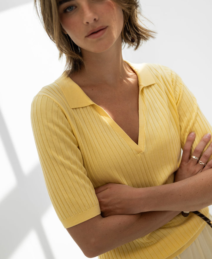Tencel Silk Polo Shirt LE JASMIN in Yellow