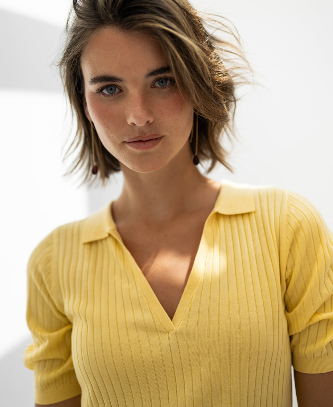 Tencel Silk Polo Shirt LE JASMIN in Yellow