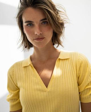 Tencel Silk Polo Shirt LE JASMIN in Yellow