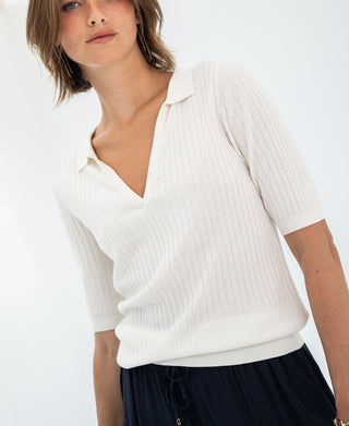 Tencel Silk Polo Shirt LE JASMIN White
