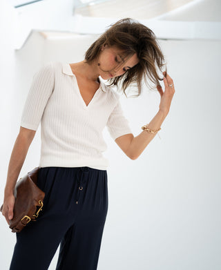 Tencel Silk Polo Shirt LE JASMIN White