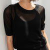 Schwarzer Mesh-Pullover LE NANCY mit Seidenanteil