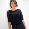 Dark Blue Silk-Blend Mesh Pullover LE NANCY