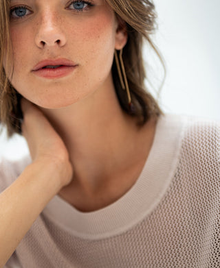 Haus Albrecht – Isabel Seiden-Mesh-Pullover in Sand