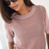 LE NANCY Dusty Pink Silk-Blend Mesh Pullover