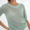 LE NANCY Mesh Pullover mit Seide in sanftem Mistgrün