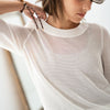 Haus Albrecht – Valerie Seiden-Mesh-Pullover Weiß