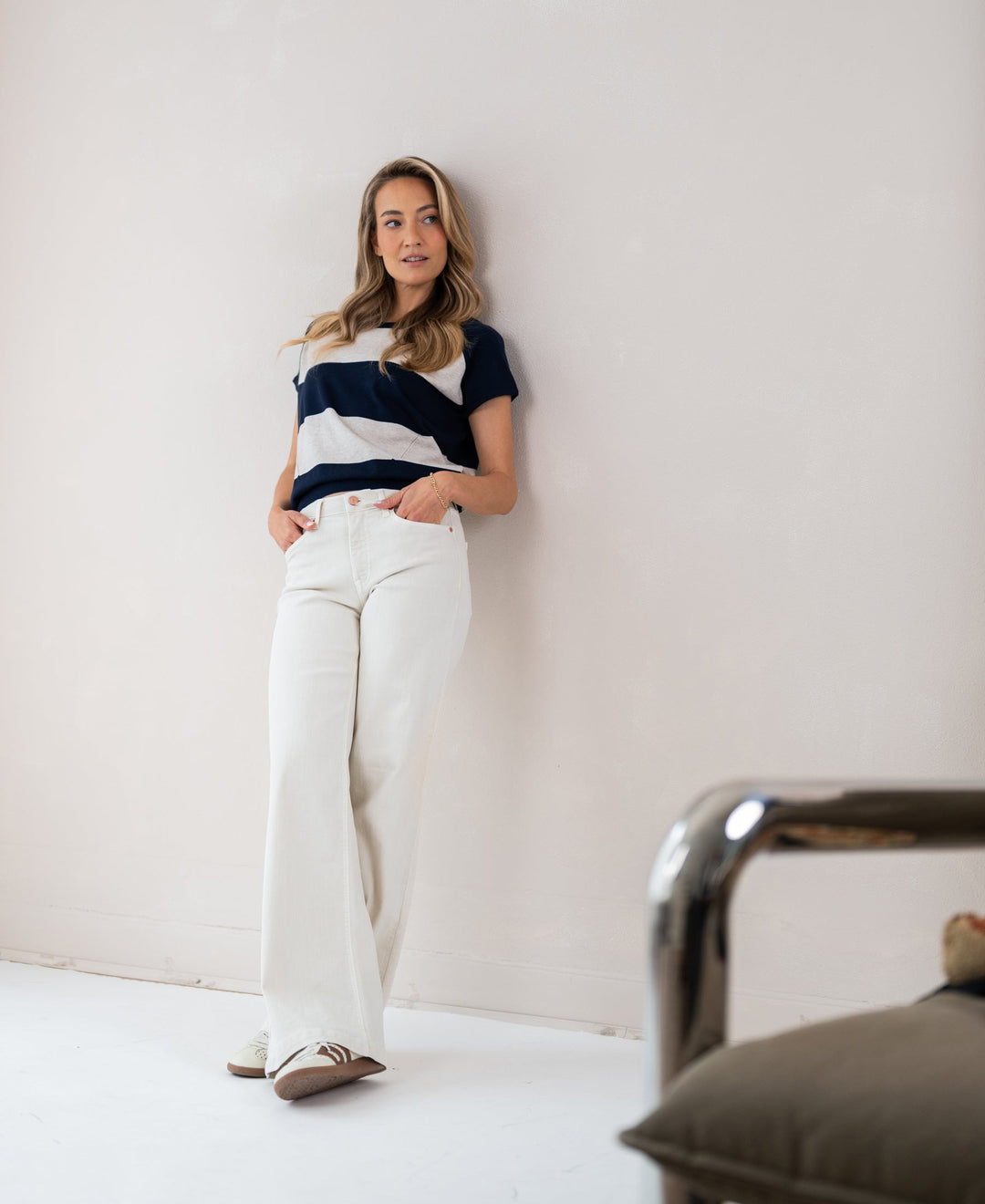 Gestreifter Pullover LA PALOISE in Dunkelblau und Sand