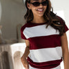 Gestreifter Pullover LA PALOISE in Wein und Ivory