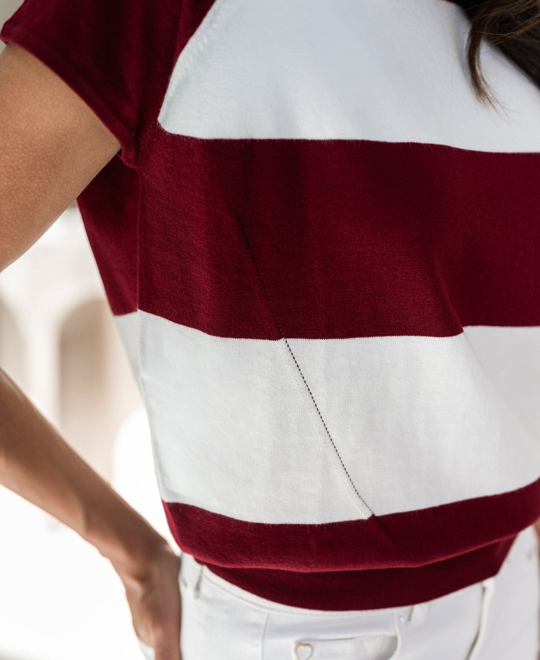 Gestreifter Pullover LA PALOISE in Wein und Ivory