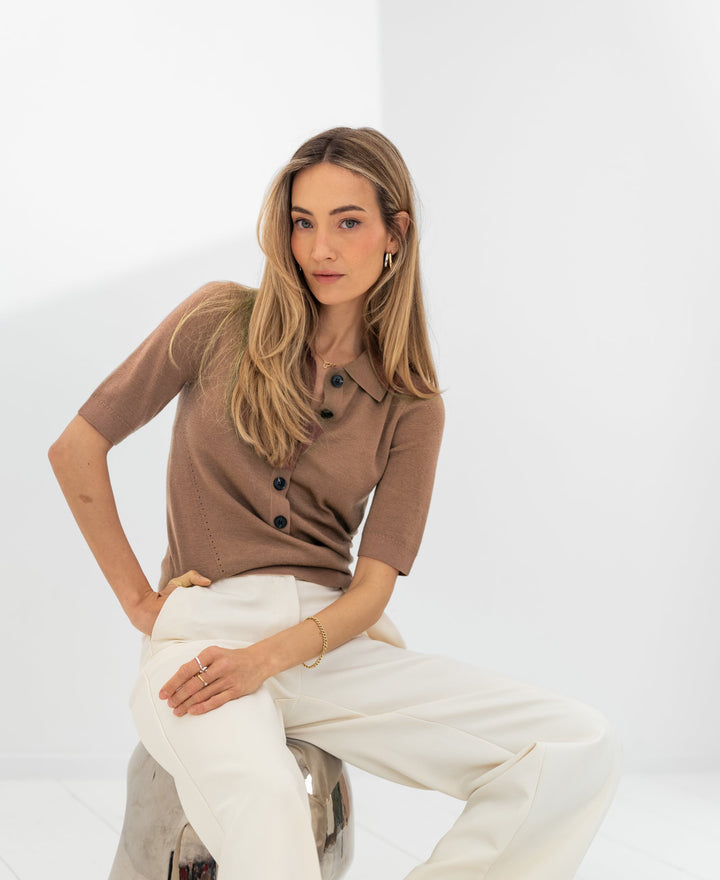 Soft Camel Merino Wool Polo - LA PANTIN