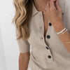 Beige Merino Wool Polo - LA PANTIN