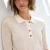 LE PAULY Merino Silk Polo in Sand Ivory