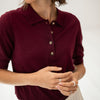 LE PAULY Merino Silk Polo in Wine