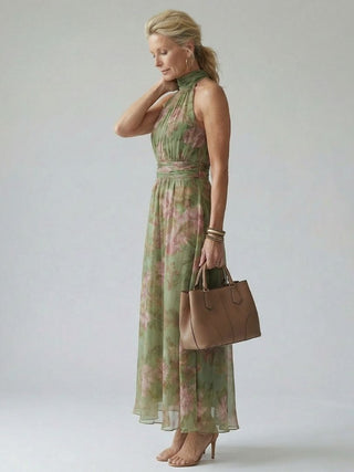 Naomi | Fließendes Neckholder-Maxikleid