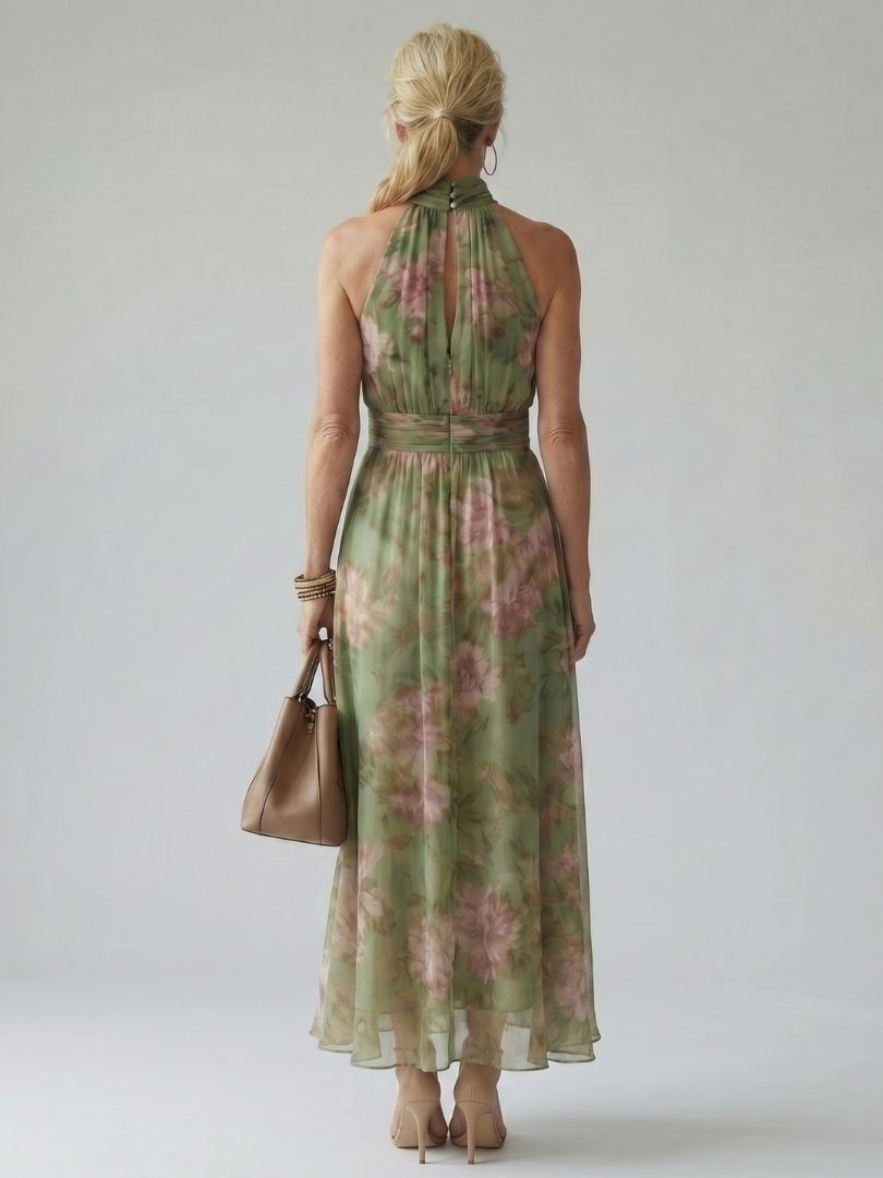 Naomi | Fließendes Neckholder-Maxikleid