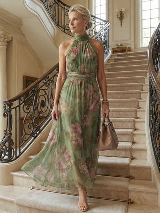 Naomi | Fließendes Neckholder-Maxikleid