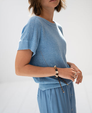 Haus Albrecht – Carlotta Leinen-Sommerpullover Hellblau
