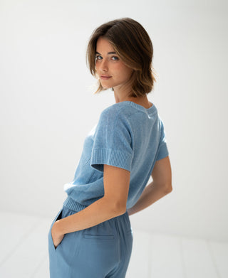 Haus Albrecht – Carlotta Leinen-Sommerpullover Hellblau