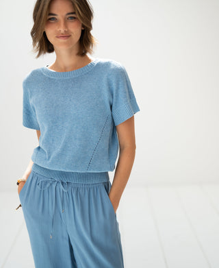 Haus Albrecht – Carlotta Leinen-Sommerpullover Hellblau