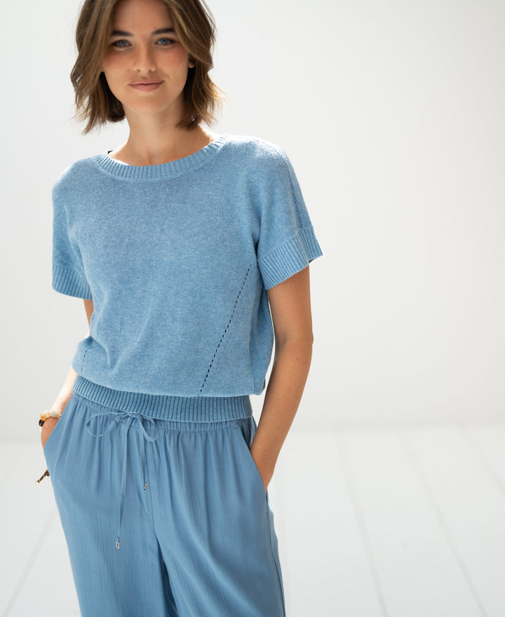 Haus Albrecht – Carlotta Leinen-Sommerpullover Hellblau