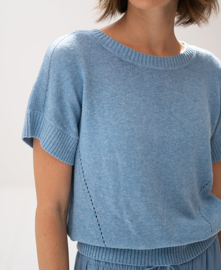 Haus Albrecht – Carlotta Leinen-Sommerpullover Hellblau