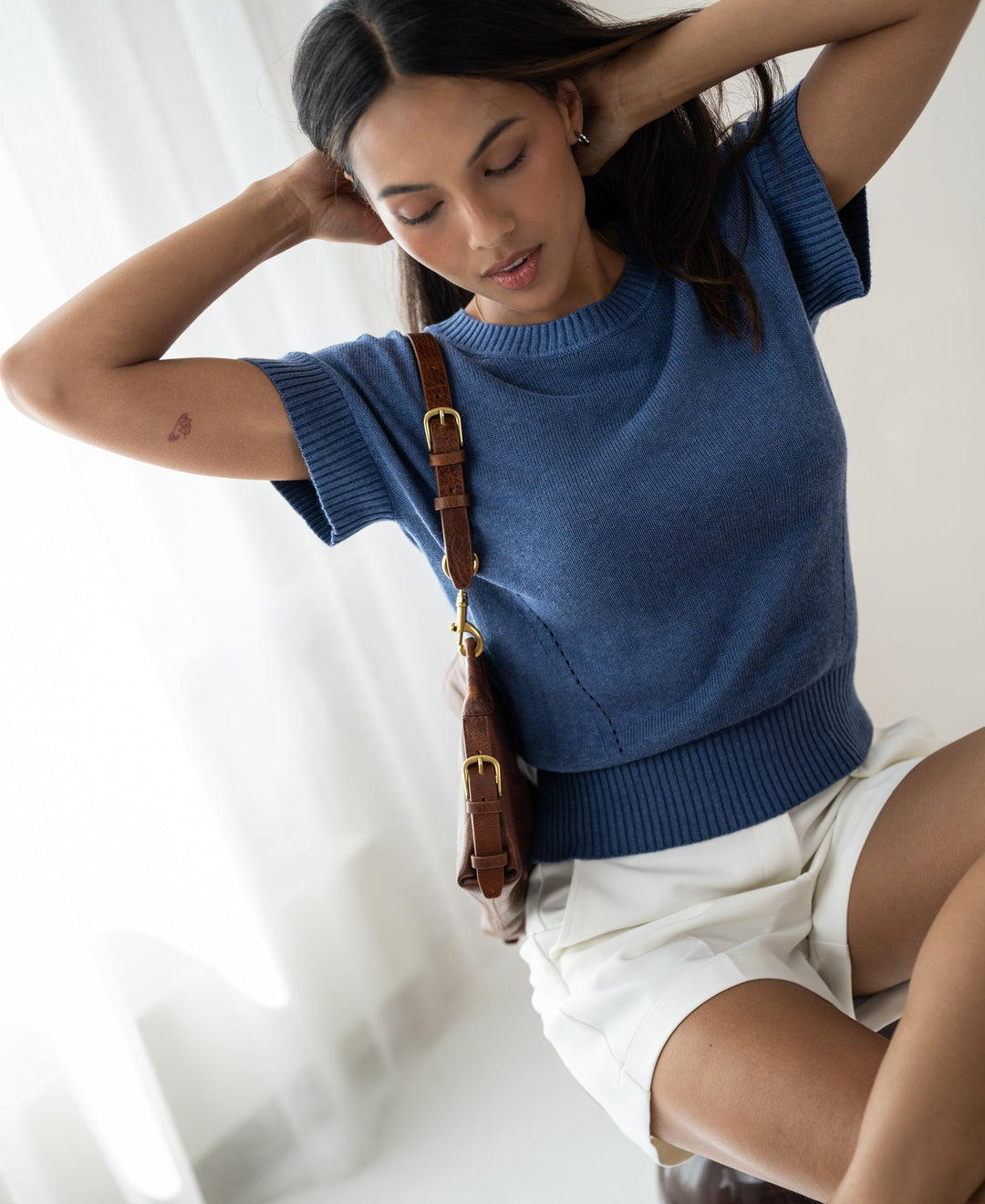 Haus Albrecht – Theresa Leinen-Sommerpullover Jeansblau