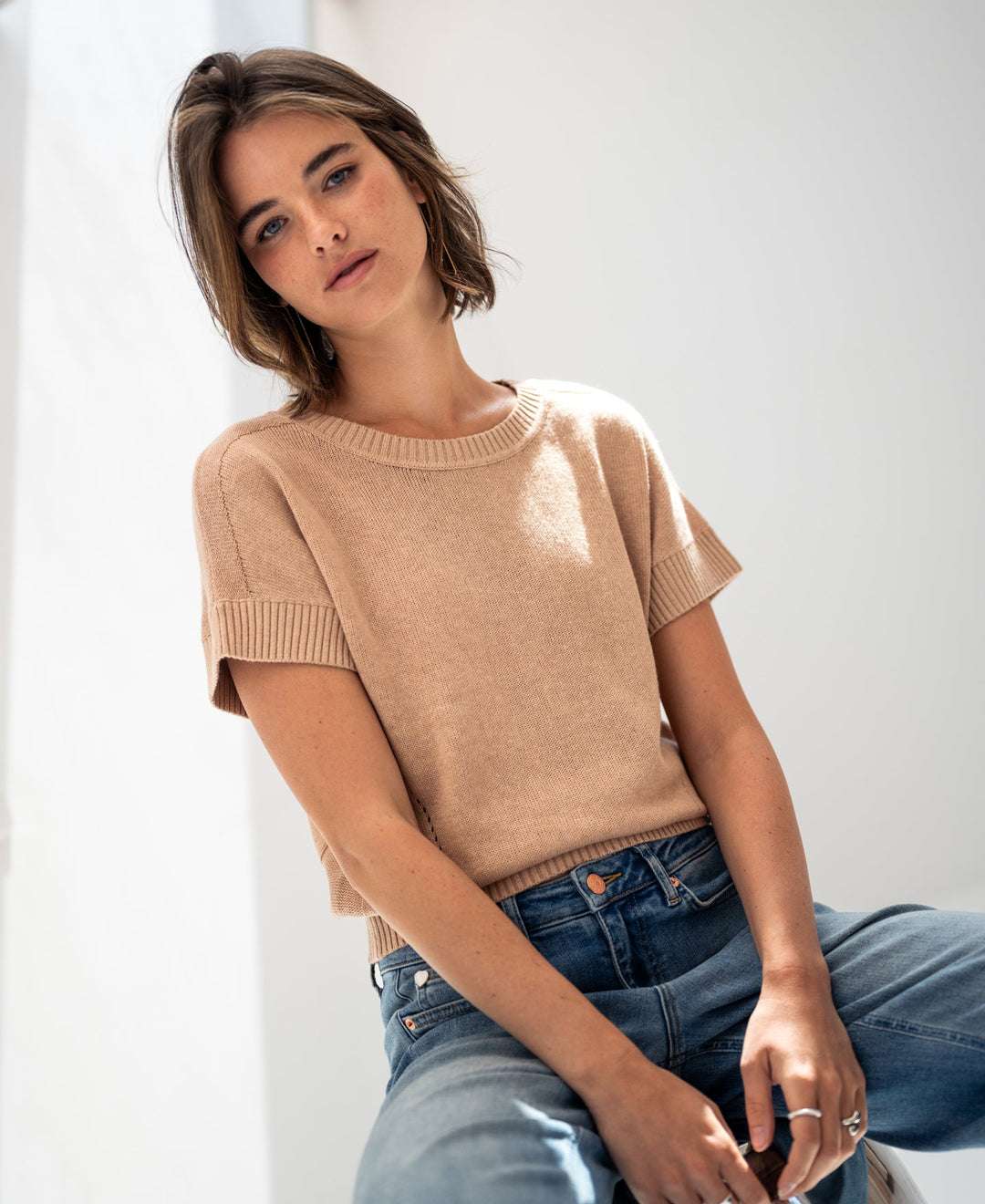 Haus Albrecht – Charlotte Leinen-Sommerpullover Camel